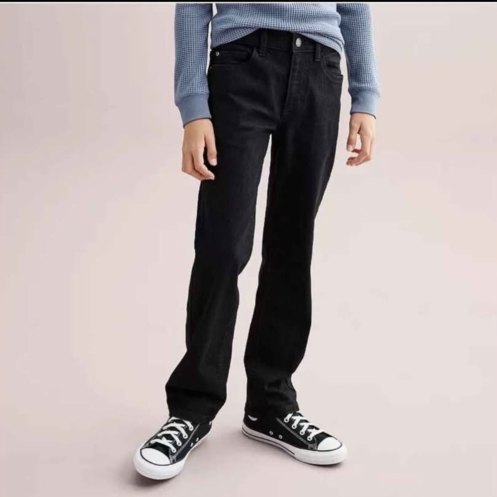 NWT Sonoma Boys Black Straight Jeans  ~size 8 Husky